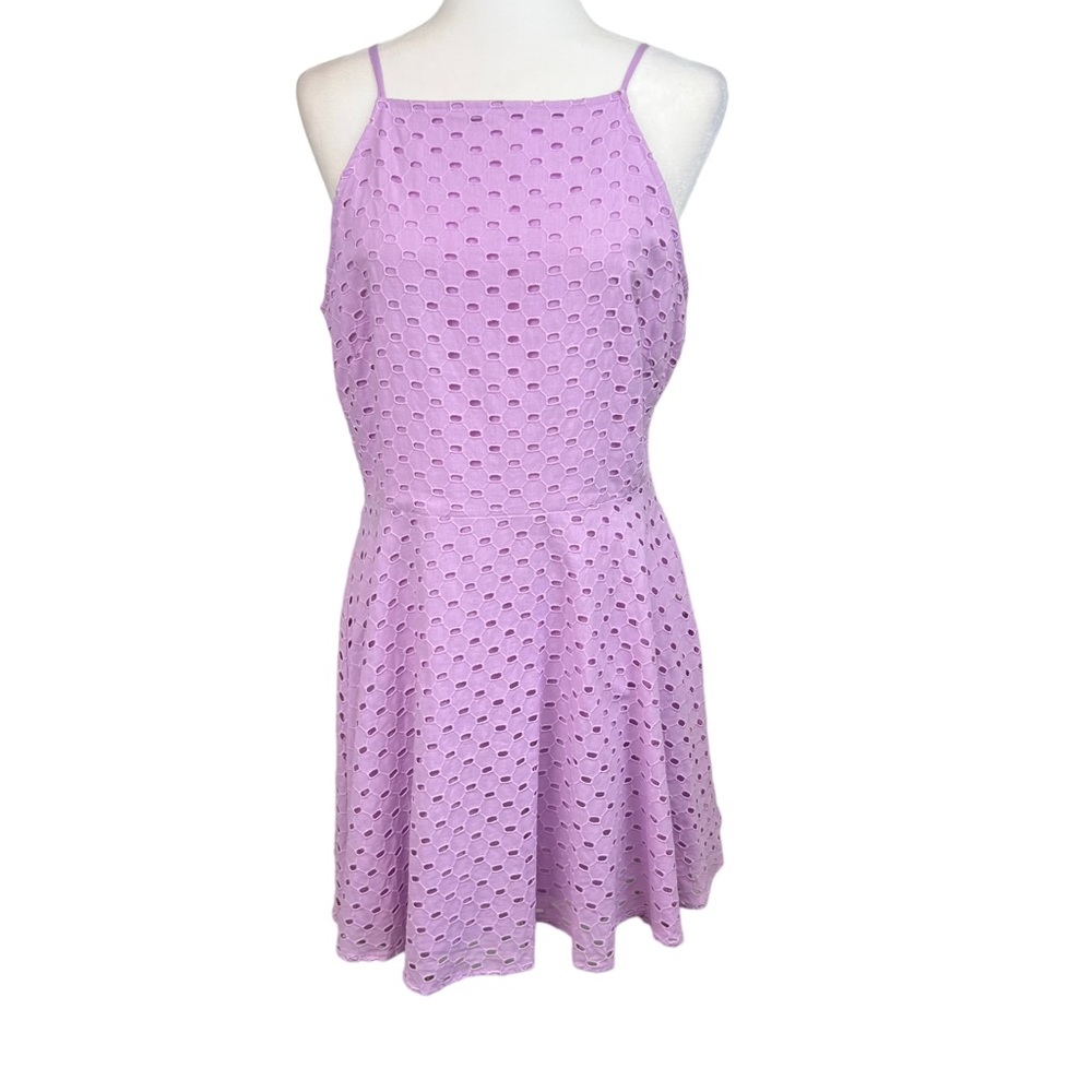 Kindle Eyelet Lavender Dress Summer A Line Skater Size L NEW